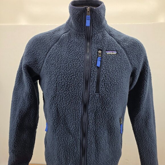PATAGONIA Mens Retro Pile Blue Full Zip Fleece Sweater Jacket M - Picture 1 of 16